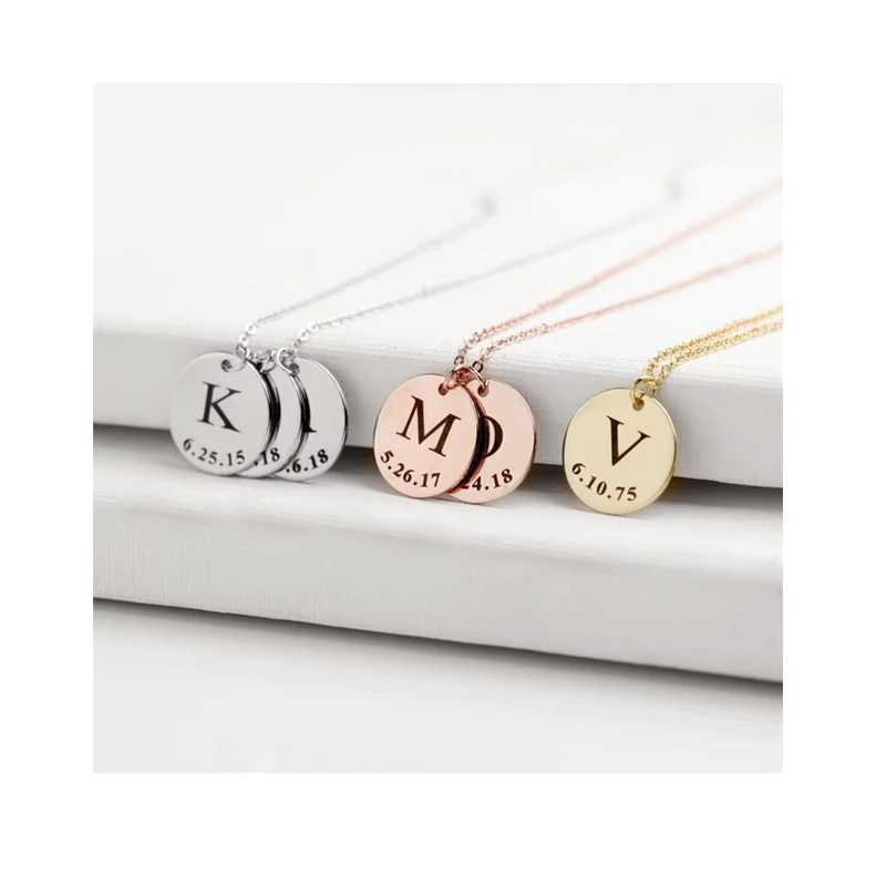 Custom OEM Creative Portrait Pendant Collarbone Chain Necklace Stainless Steel Multi-coin Necklace for Couple Family