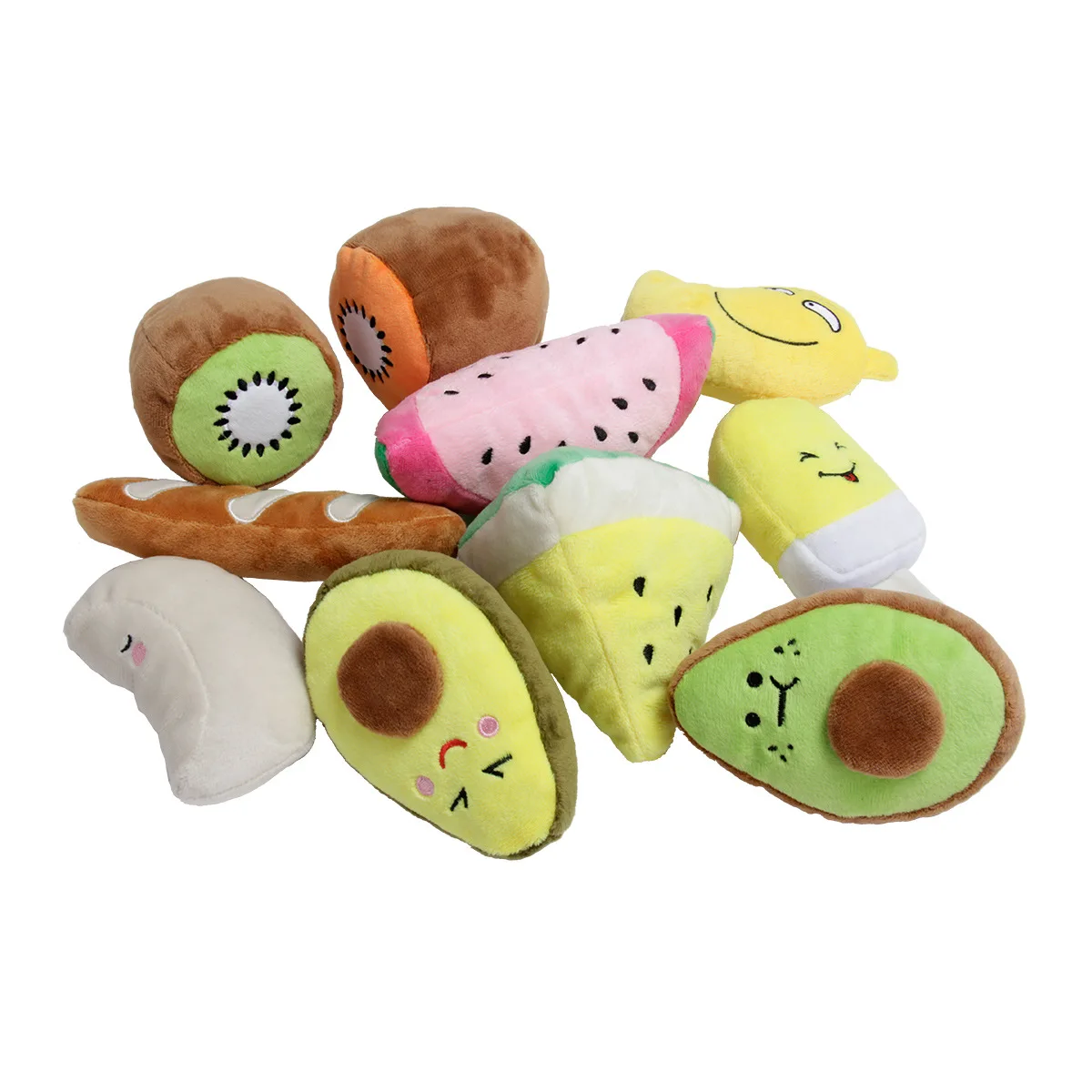 

Wholesale Creative Durable Microphone Guitar Speaker Simulation Squeakly Pet Dog Toy Mini Fruit Soft Stuffing Plush Dog Toy