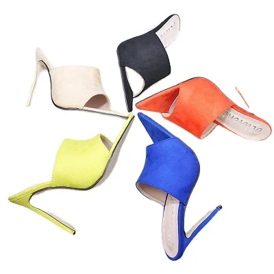 

Large size trendy slipper fish toe heels sandals pointed orange, As shown in figure