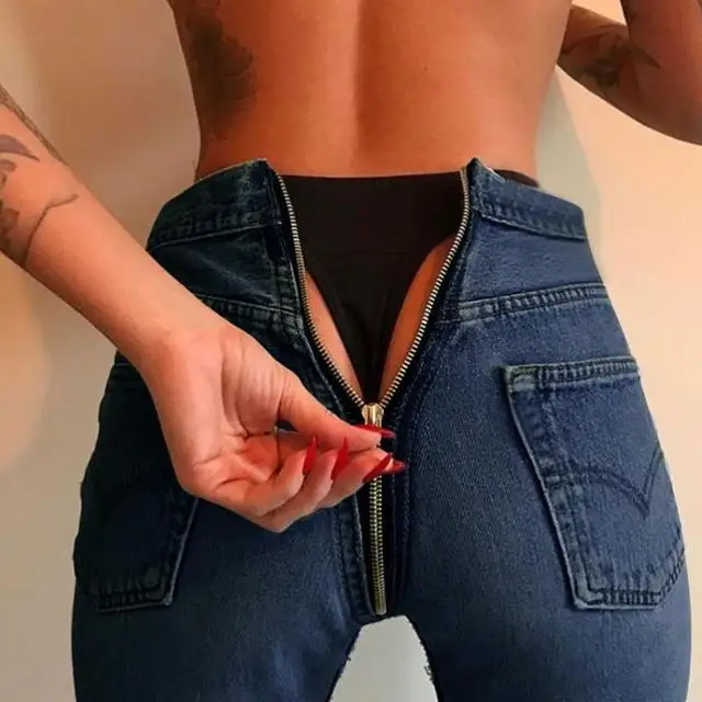 jeans back zipper womens