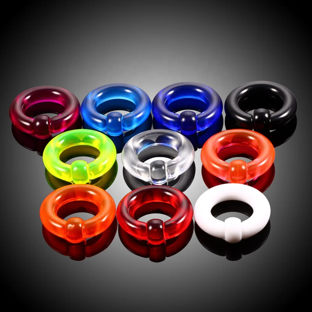 

12G-00G Transparent Acrylic BCR Giant Captive Bead Ring Ear Tunnel Plug Expander Gauge Male Piercing Body Jewelry Wholesale