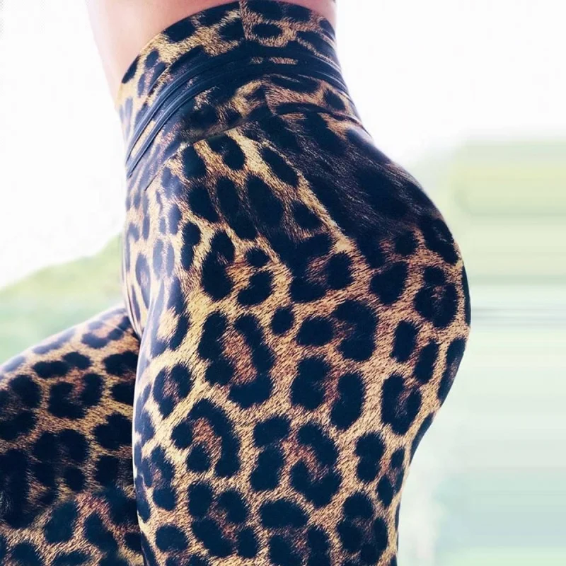 

Trendy stretch pant leopard animal print yoga deporte high waisted workout leggings for women, Picture