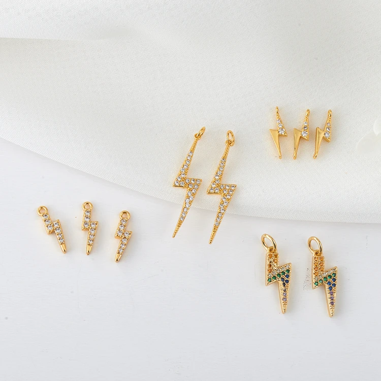 

Mini Tiny CZ Thunder Lightning 14K Gold Plated Lightning Pendant Charms Jewelry Making
