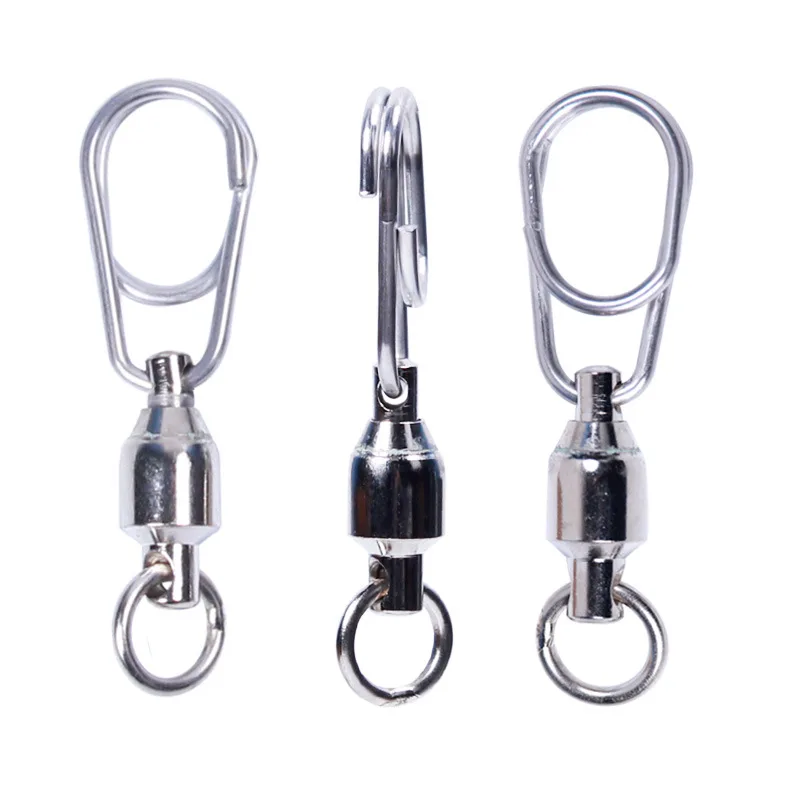 

New Arrival fishing accessories Connector Pin Bearing Rolling Swivel Stainless Steel Snap Fishhook Lure Swivels Tackle, Silver