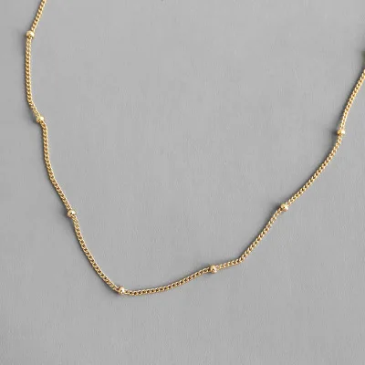 

2020 Best Selling 18K Plating Short Necklace 925 Sterling Silver Round Beads Necklace for Women