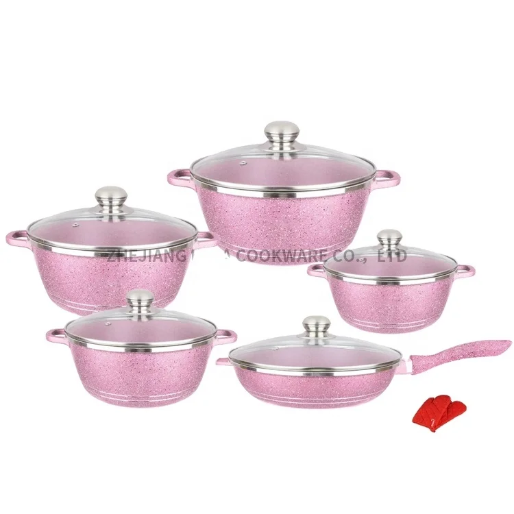 

Dessini 12pcs marble non stick cookware sets non stick frying pan oil free frying pan aluminium cooking pot set cookware, Customized color