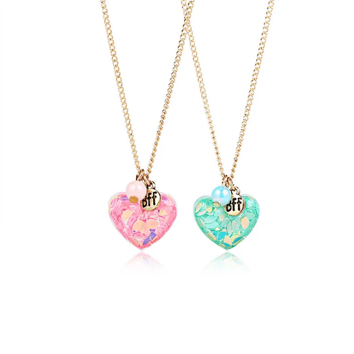 

Good friend heart resinalloy children simple lovely heart resin pendant Amazon ornaments necklace