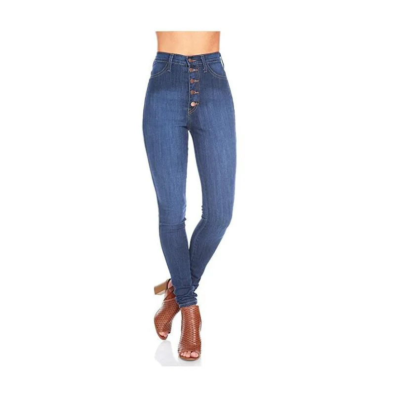 

Chic style zipper fly straight Denim lady jeans for plus size women