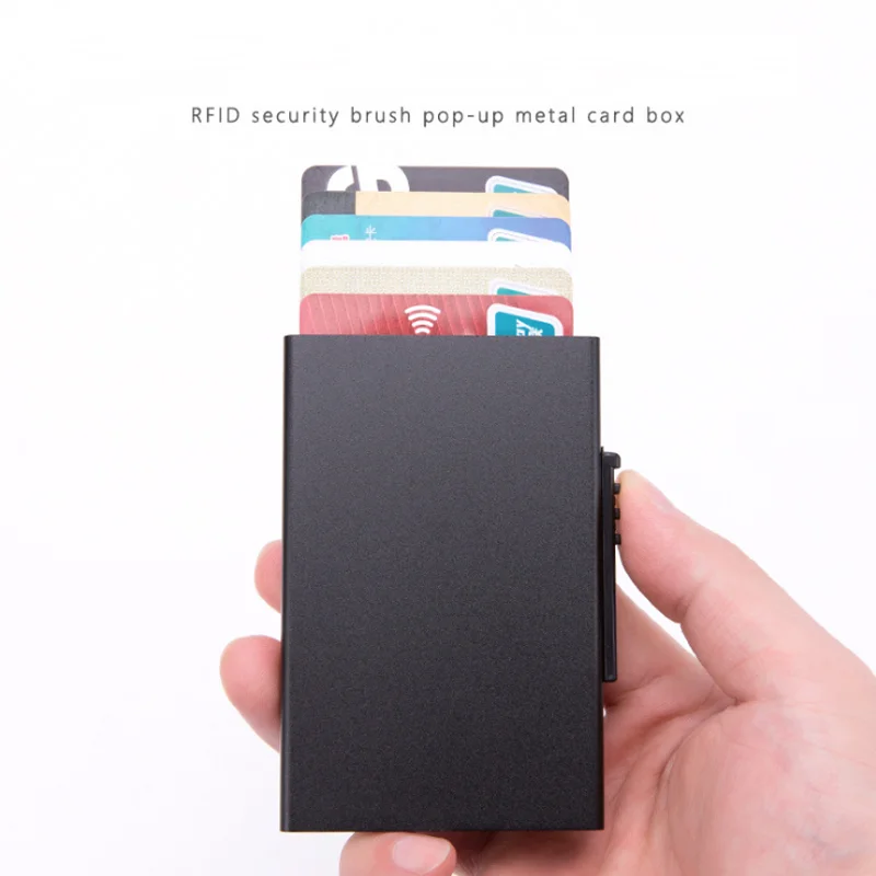 

New Aluminum RFID Blocking Auto Pop Up Slide Credit Cards Holder Metal Front Pocket Cards Box Wallet