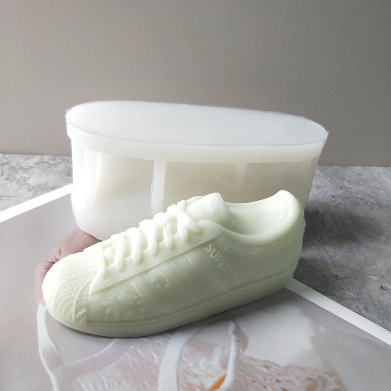 

New Design 3D Home Decoration DIY 13cm Shoes Silicone Mould Custom Small Size Basketball Sneaker Candle Mold, White