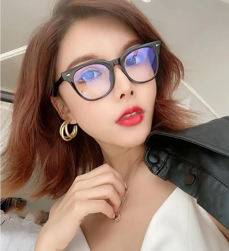 

Hot Selling Women Fashion Vintage Optical Frame Glasses Anti Blue Ray Glasses