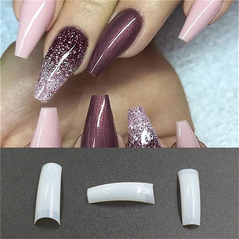 

500pcs/set french press on nails clear long natural color false nails press