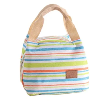 

rainbow Korean cute freezable school backpack lunch cooler bag picnic striped zipper food oxford lunch box bag