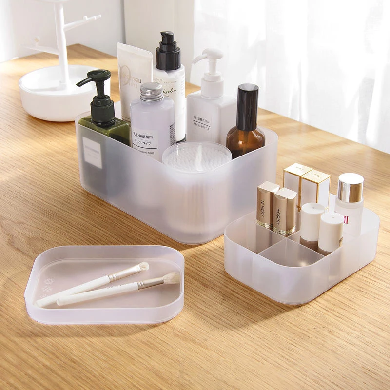 

household storage plastic boxes bins make up organization convenient tote Plastic Stackable Bathroom Vanity Countertop Storager, Transparent