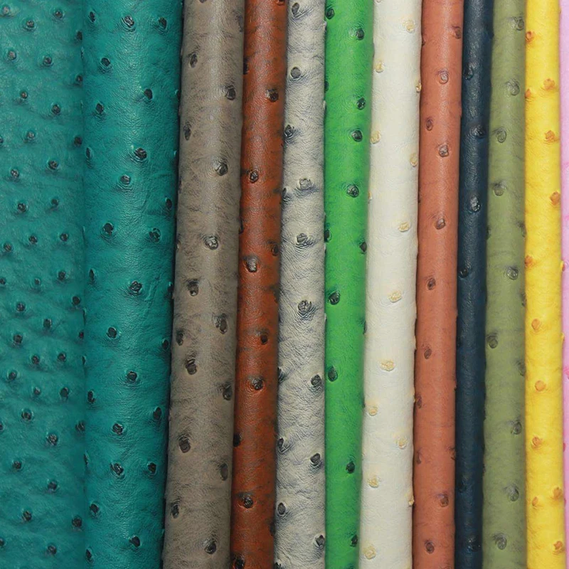 
Recycled Coffee Color Embossed Pattern Pvc Pu Ostrich Skin Synthetic Artificial Faux Pu Pvc Leather For Furniture 