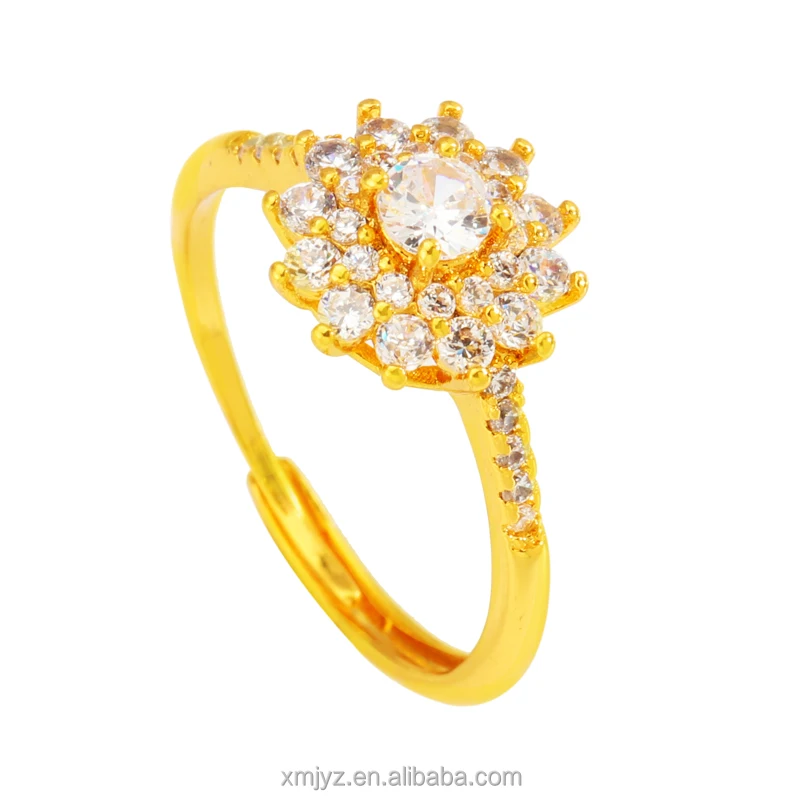 

The New Micro-Inlaid Fashion Full Diamond Ring Brass Gold-Plated Simulation Diamond Japanese And Korean Open Ring Female