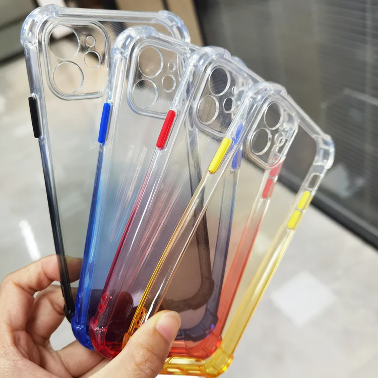 

Plastic 2.0mm Gradient Colour Airbag Design Shockproof Clear Transparent Soft TPU Mobile Cell Phone Cover Case For Vivo V20 Pro