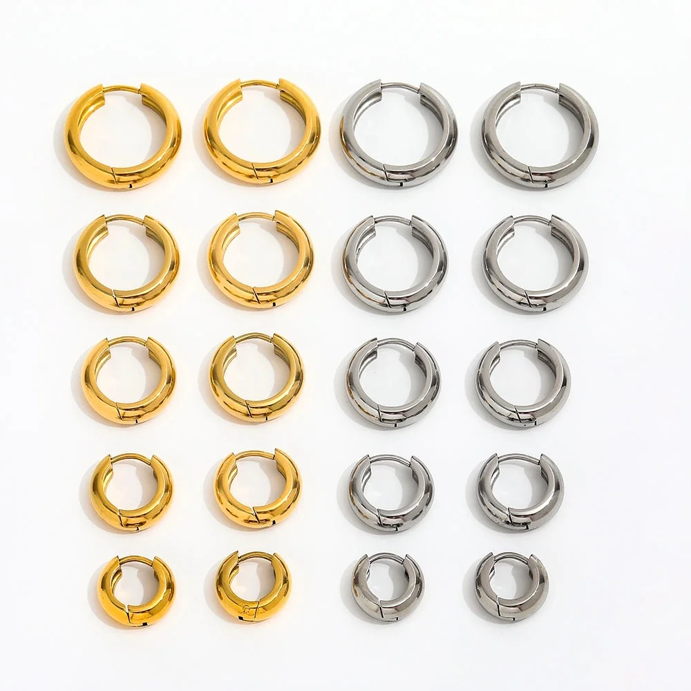 Non Tarnish Trendy Earring 18K Gold Plated Cambered Surface Band C Huggie Hoop Earring for Women Jewelry Wholesale