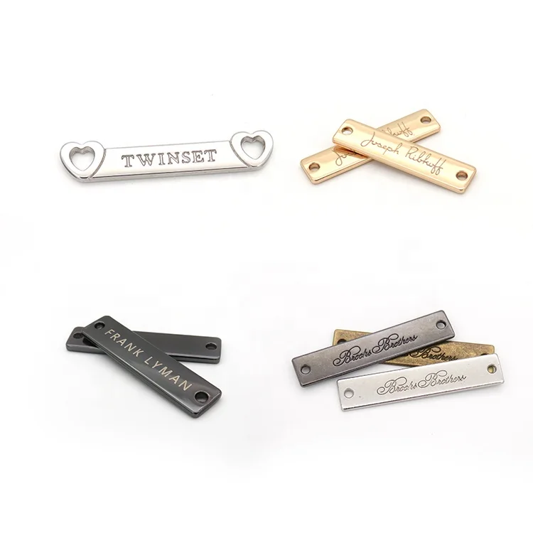 Custom Metal Tags Brand Logo Engraved Metal Label For Garment