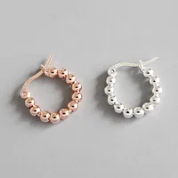 

INS Fashion 925 sterling silver jewelry ball huggie desgin women gold hoop earrings