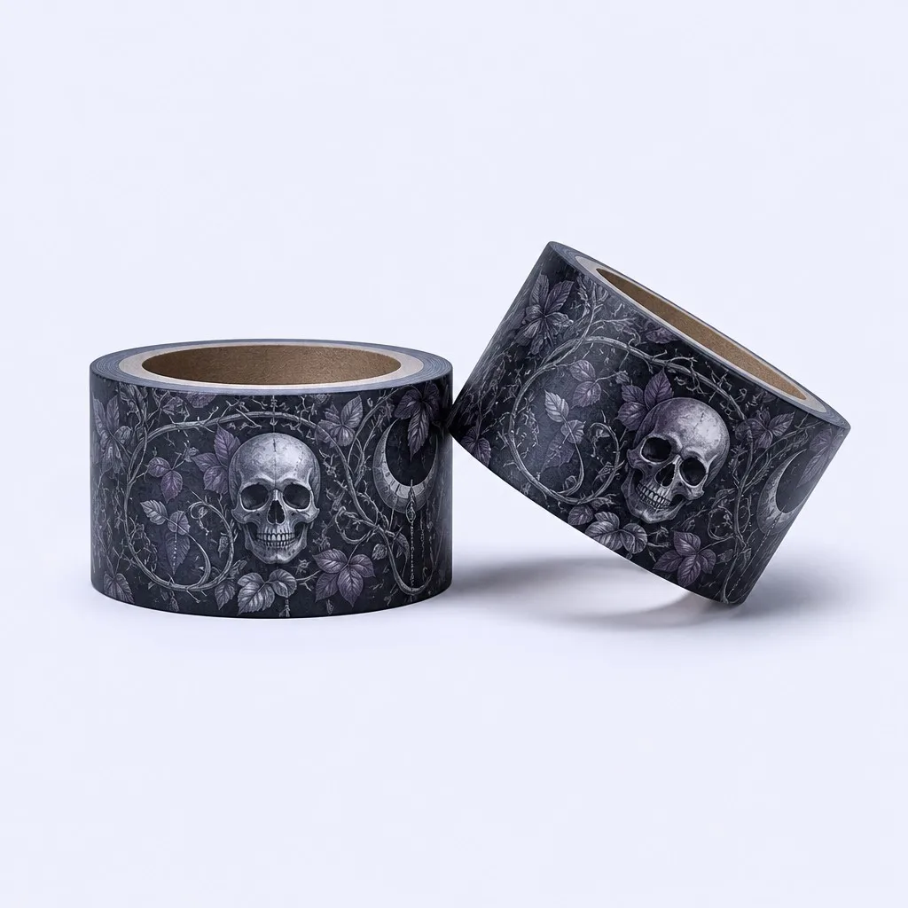 Dark gothic washi tape &mdash; pattern close-up