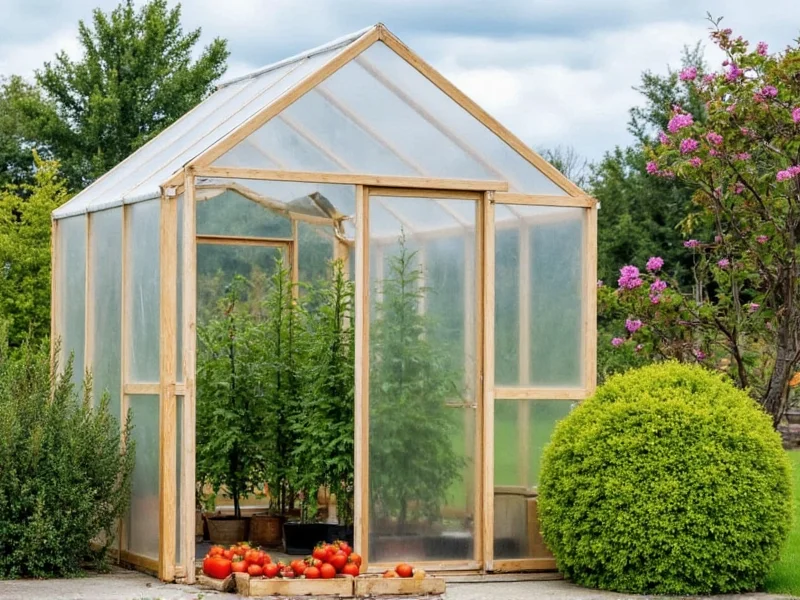 DIY greenhouse kit growing tomatoes and herbs