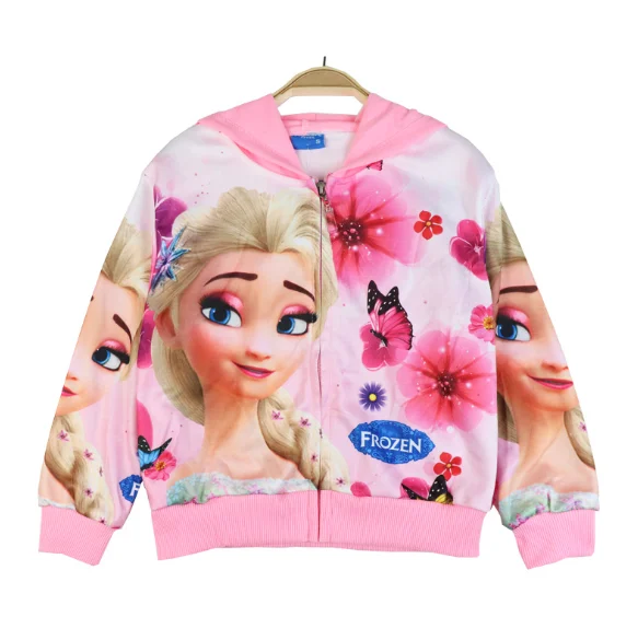 

Girls hoodies Children Hooded Casual Jacket Cartoon Zipper sports Coat For Girls wholesale