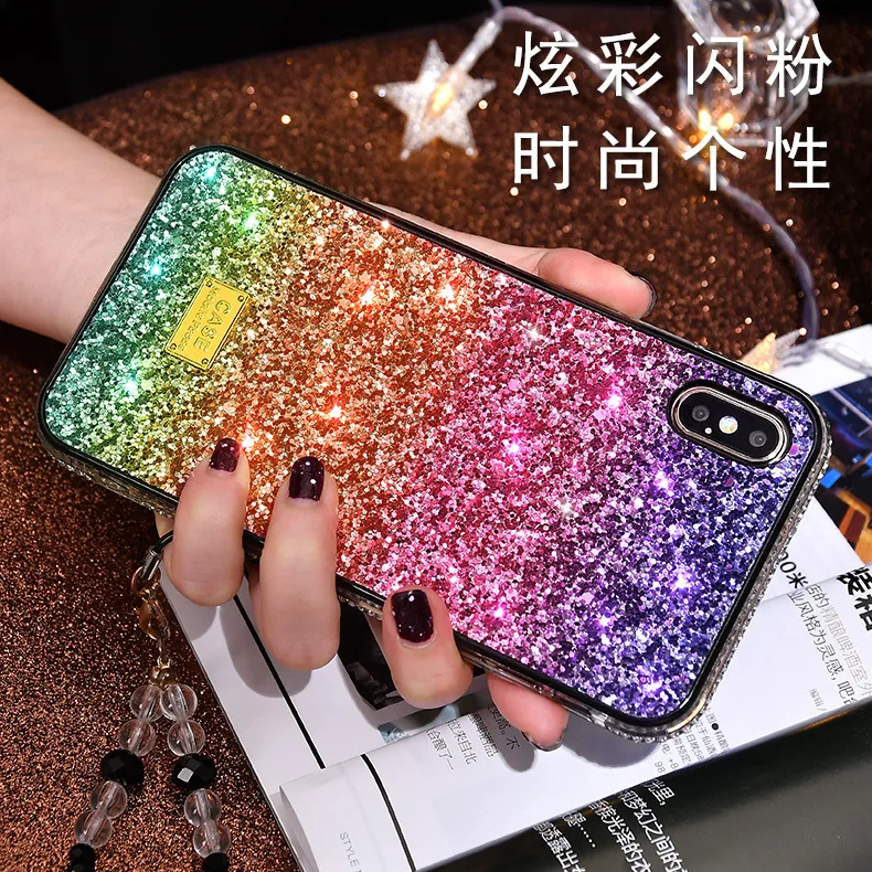 

Gradient Glitter Bling Crystal Rhinestone Diamond Phone Case Cover For Iphone Xs Max Xr X 8 7 Plus, Gradient ramp