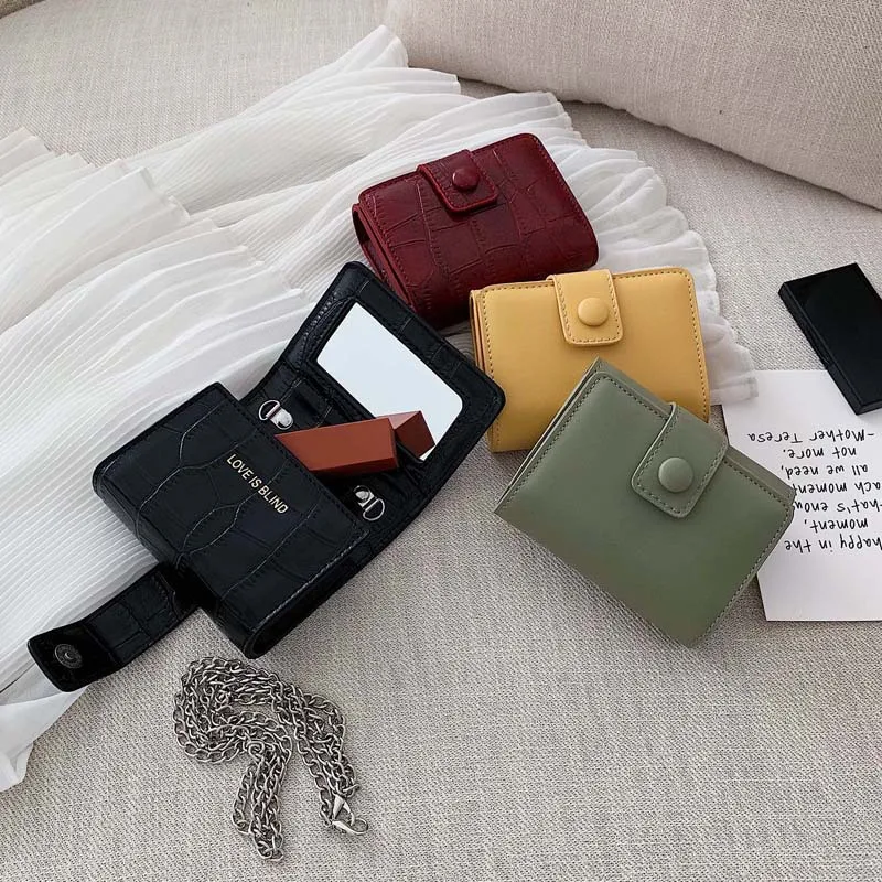 

Summer high quality mini makeup bag crossbody 2020 new style women lipstick bag with mirror wild trend clutch chain small bag, Yellow,black,green,red