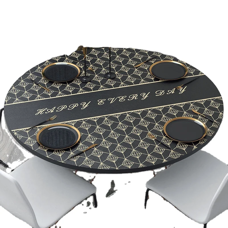 

printing leather round tablecloths custom table mat for festival table Decor waterproof table protector