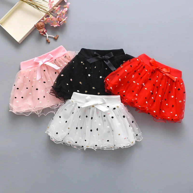 

B51879A Wholesale baby girls fashion cute mesh ruffled bubble skirt, Pink/black/white/red