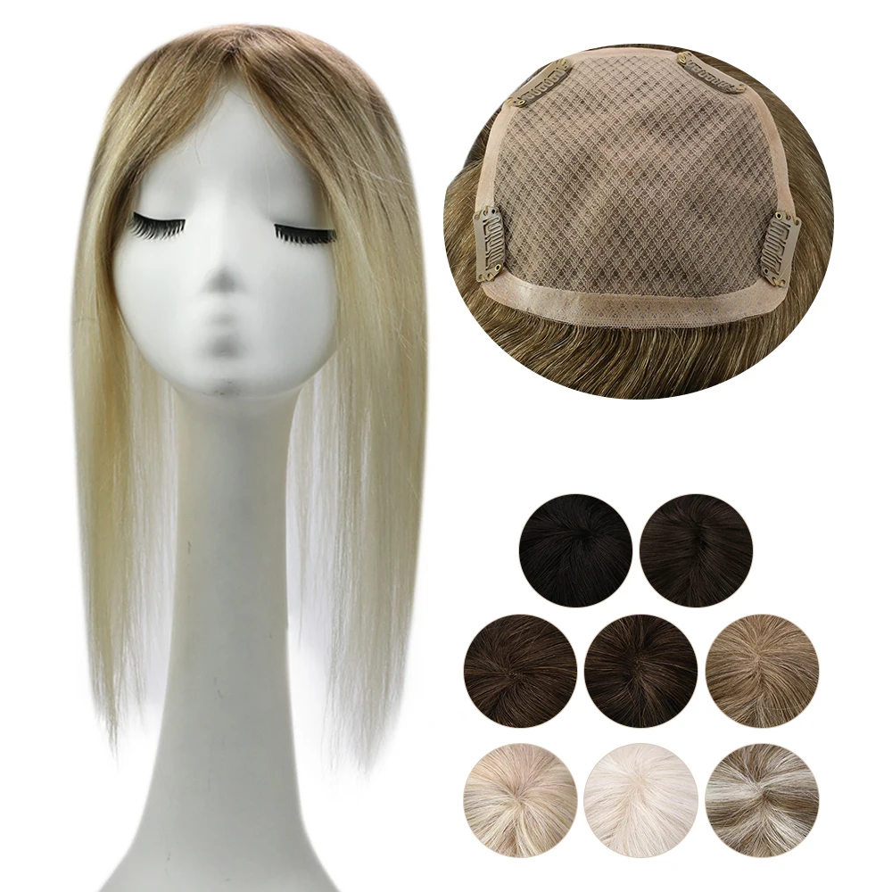 

Full Shine Hot Sale Silk Base Human Hair Topper Black Brown Blonde 13*13cm Remy Toppers for Women
