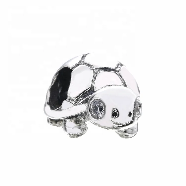 

2020 new arrival charms 925 sterling silver Clear CZ Bright-Eyed turtle beads