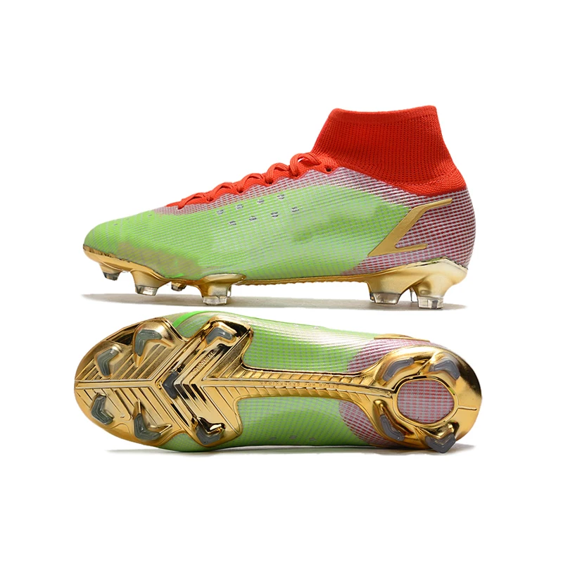 

High Ankle Sneakers Men FG Soccer Shoes Kids Outdoor Cleats Long Spikes Professional Football Shoes