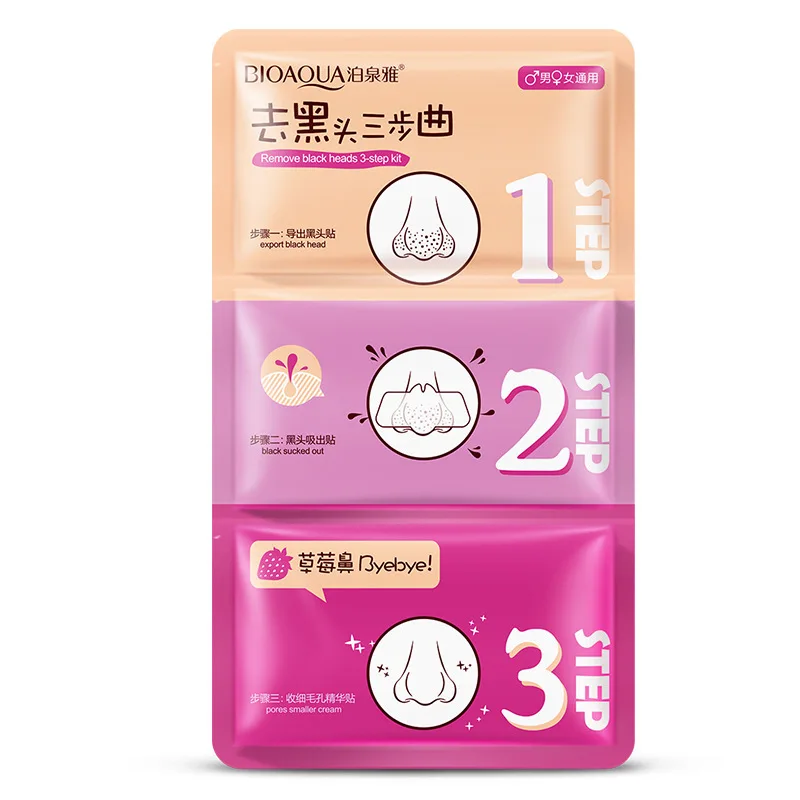 

3 Steps Kit Nose Mask Nose face pore cleaner deep pore cleansing mask blackheads remover nose pore strips