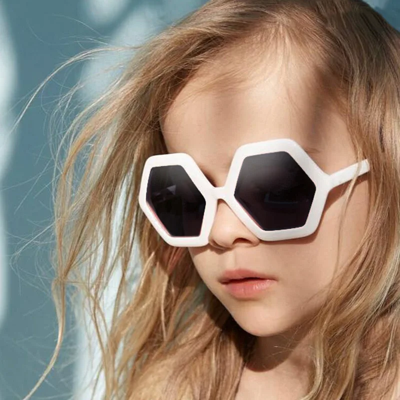 

SKYWAY Wholesale New Fashion Multicolor Polygon Child Sun Glasses Cute Oversized Frame Kids Sunglasses