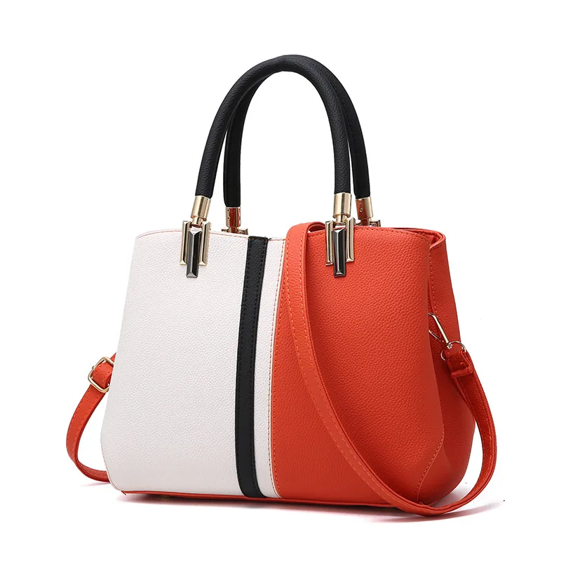 

2021summer Spell it color fashionable One shoulder large capacity Leather handbag