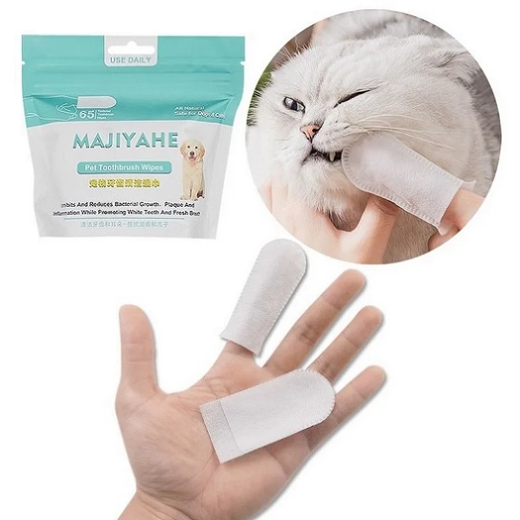 

Hot selling Pet Cleaning Tooth Brush Wipe Paw Eye Teeth Ear Cleaner Wipes Finger Cot Organic Pet Wipes