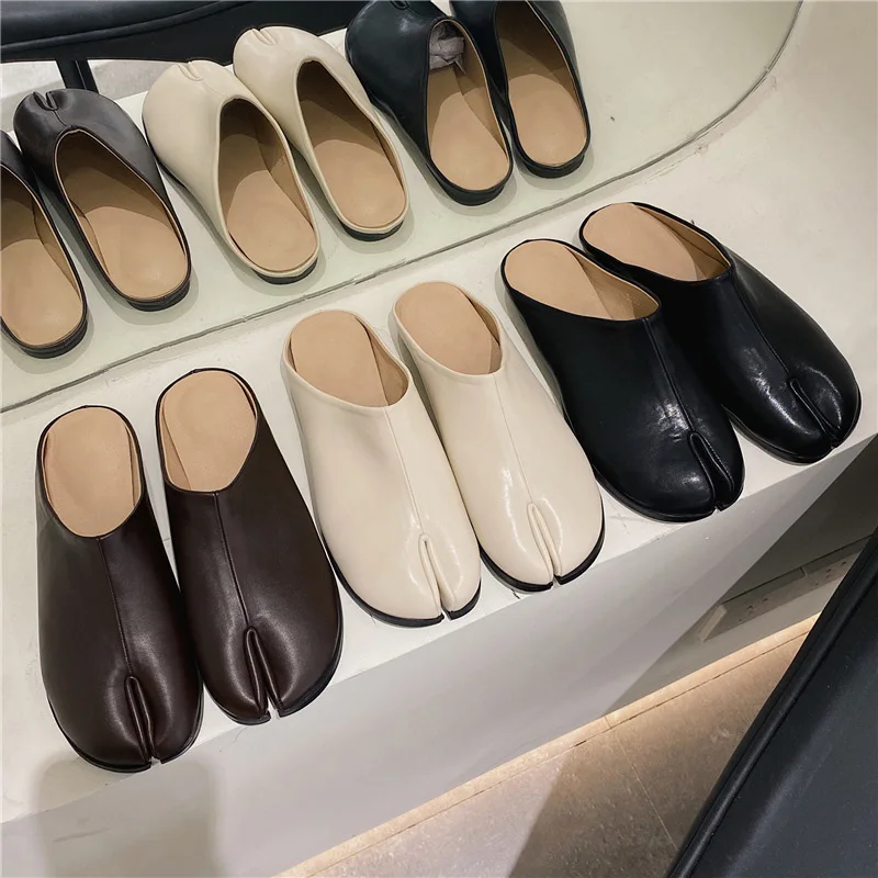 

BUSY GIRL C2039 Women's pump mule slippers split toe shoes comfortable flat slippers shoes for women and ladies