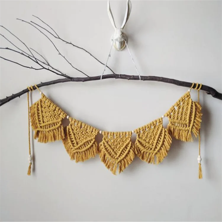 

Macrame Wall Hanging Fringe Garland Banner for Apartment Dorm Living Room