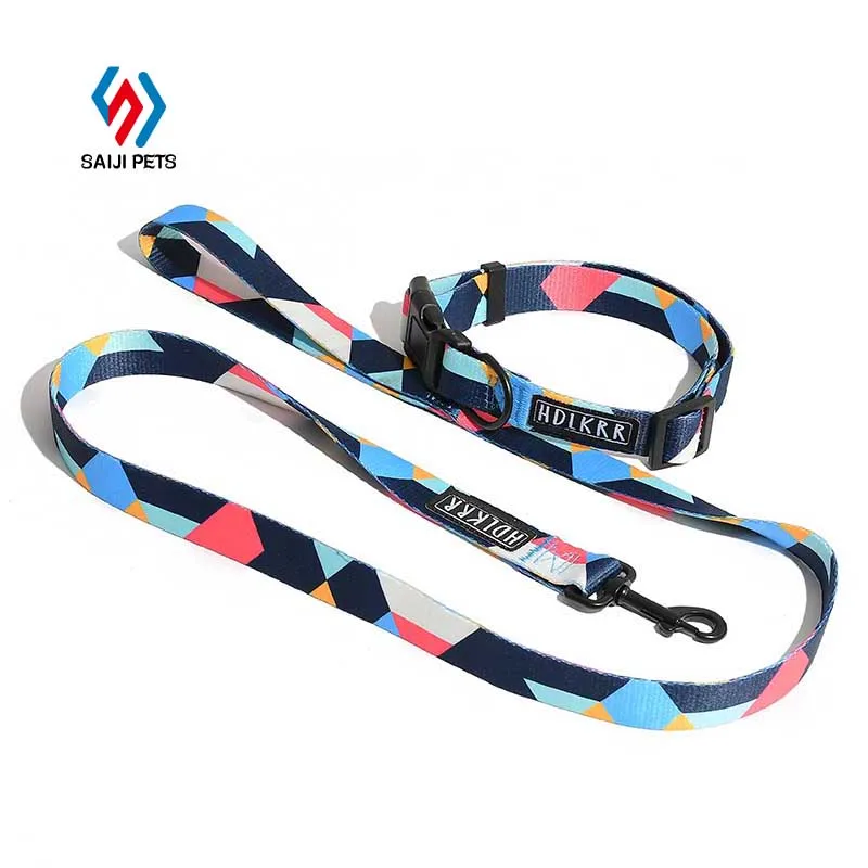 

Saiji personalized custom Logo pet reflective tow rope lead hands free multi colour dog collars and leashes, Colorful, customized color