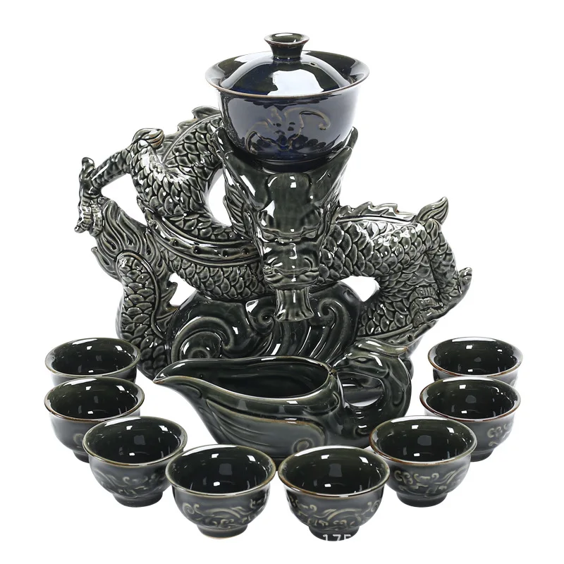 

new black dragon design cheap kungfu porcelain chinese tea set ceramic
