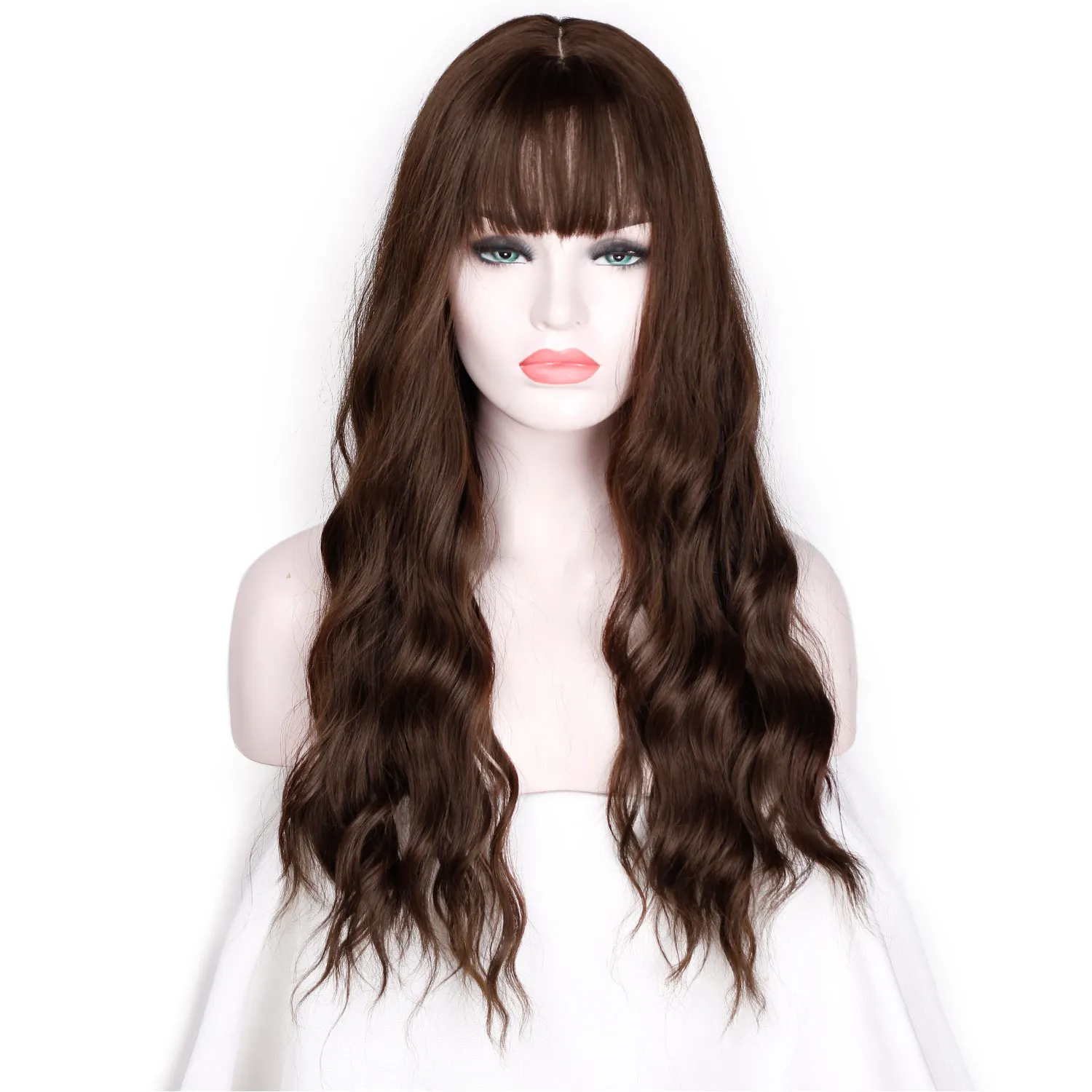 

2022 New Trending High Quality Synthetic Hair Straight to Body Wave Blonde Wigs with Hair Bangs, 8-33#