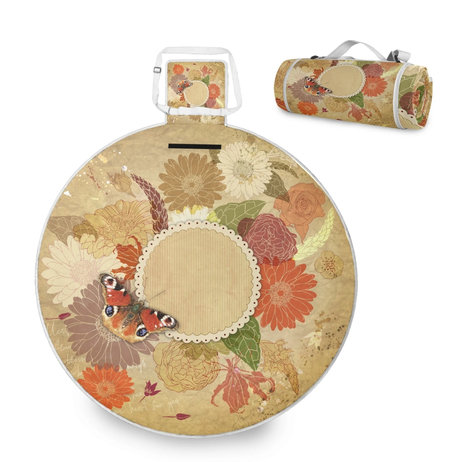 

Customized Oversized Foldable Outdoor Beach Blanket Round Camping Mat With Low Moq