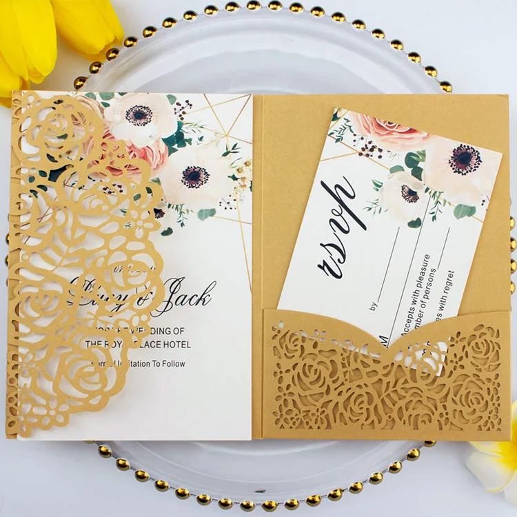 

best seller wedding invitation suite gold laser cut invite european wedding invitation