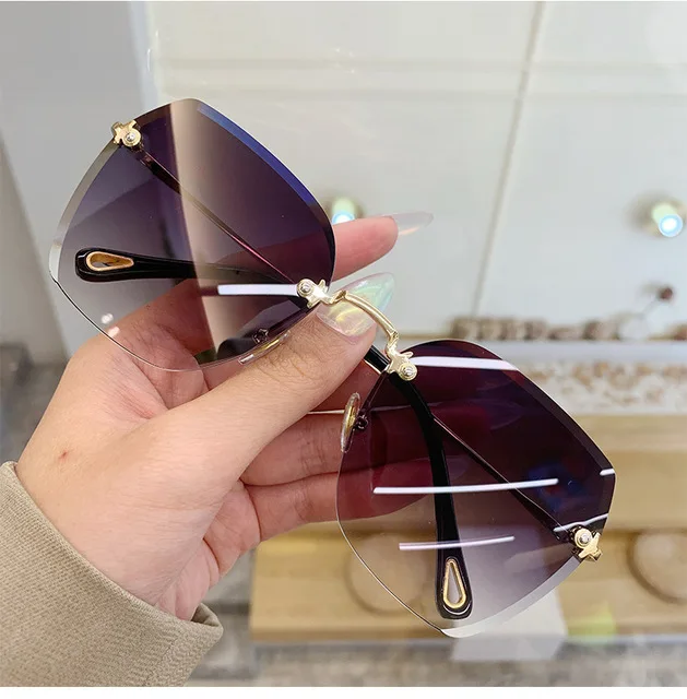 

2021 new frameless cut-edge sunglasses ladies fashion sunglasses UV protection sunglasses