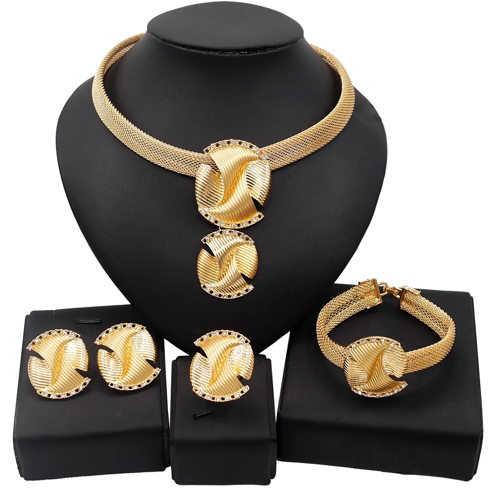 

Yulaili Sweater Chain Wide Bracelet Exaggerated Big Jewelry Sets Round Ethiopian Style Fashion Electroplated Gold Jewellery Set