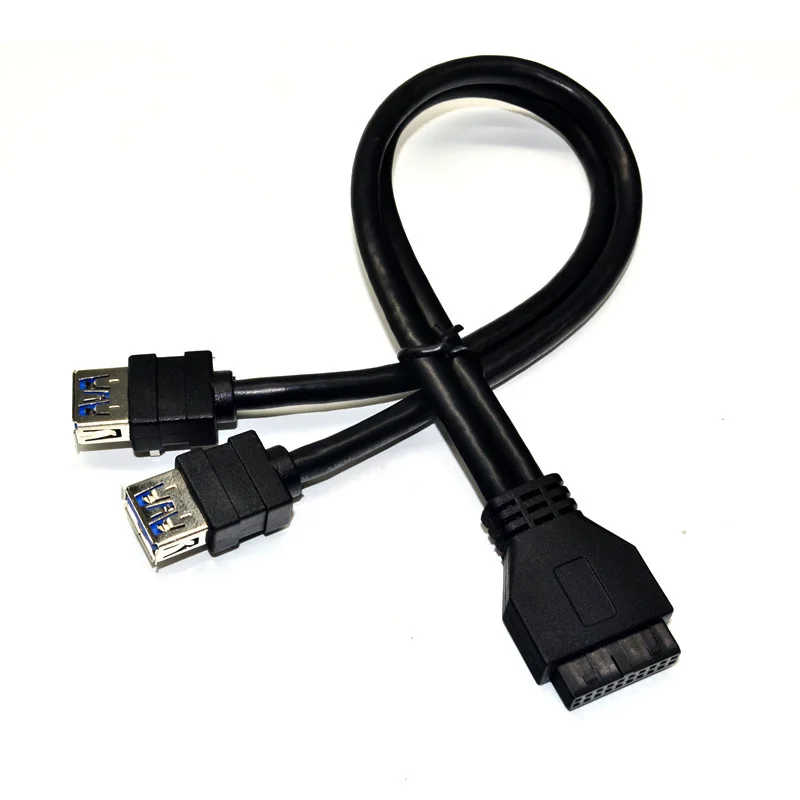 

Connector USB 3 Panel Mount Dual Port USB3.0 Female Screw Panel Mount to Motherboard USB 3.0 20 Pin 20pin Header Flat Cable Cord