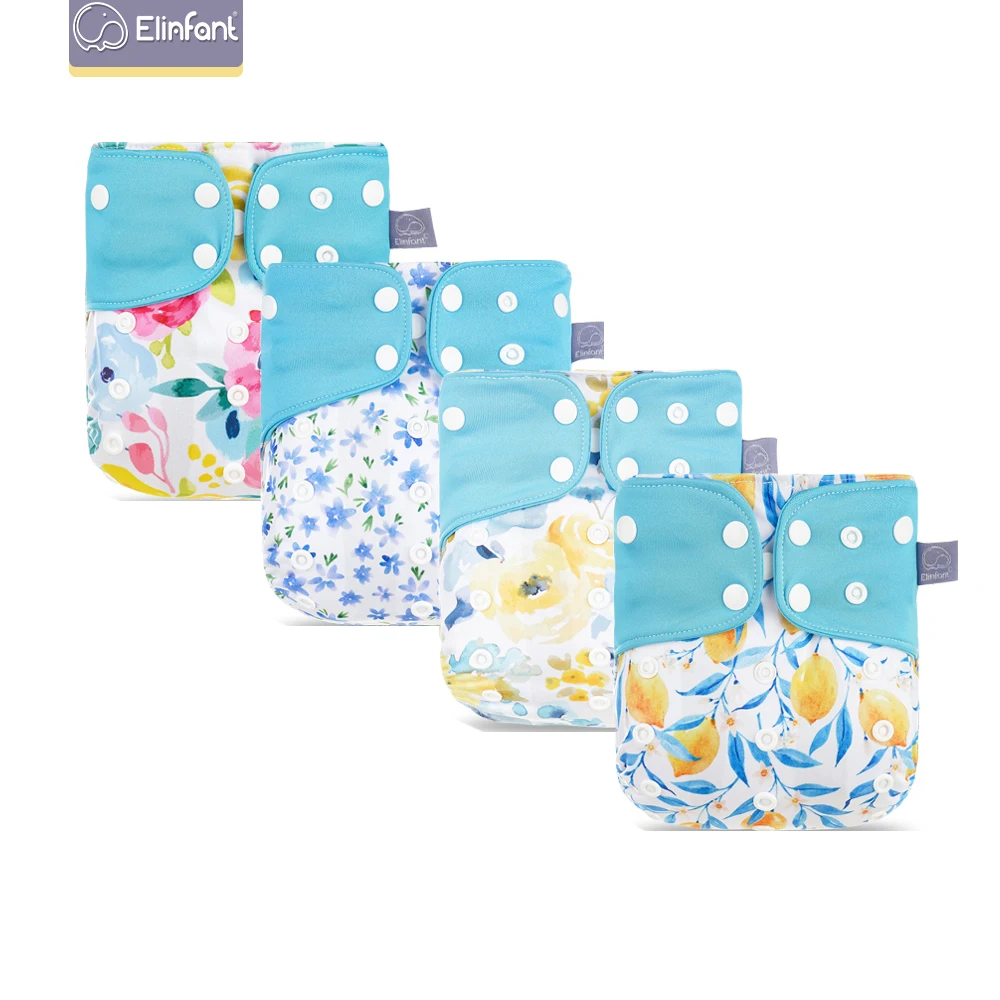 

Elinfant Wholesale 4pcs/set Washable Baby Nappies Gray Mesh pocket Diaper  & Reusable cloth diaper, Customer's requirement