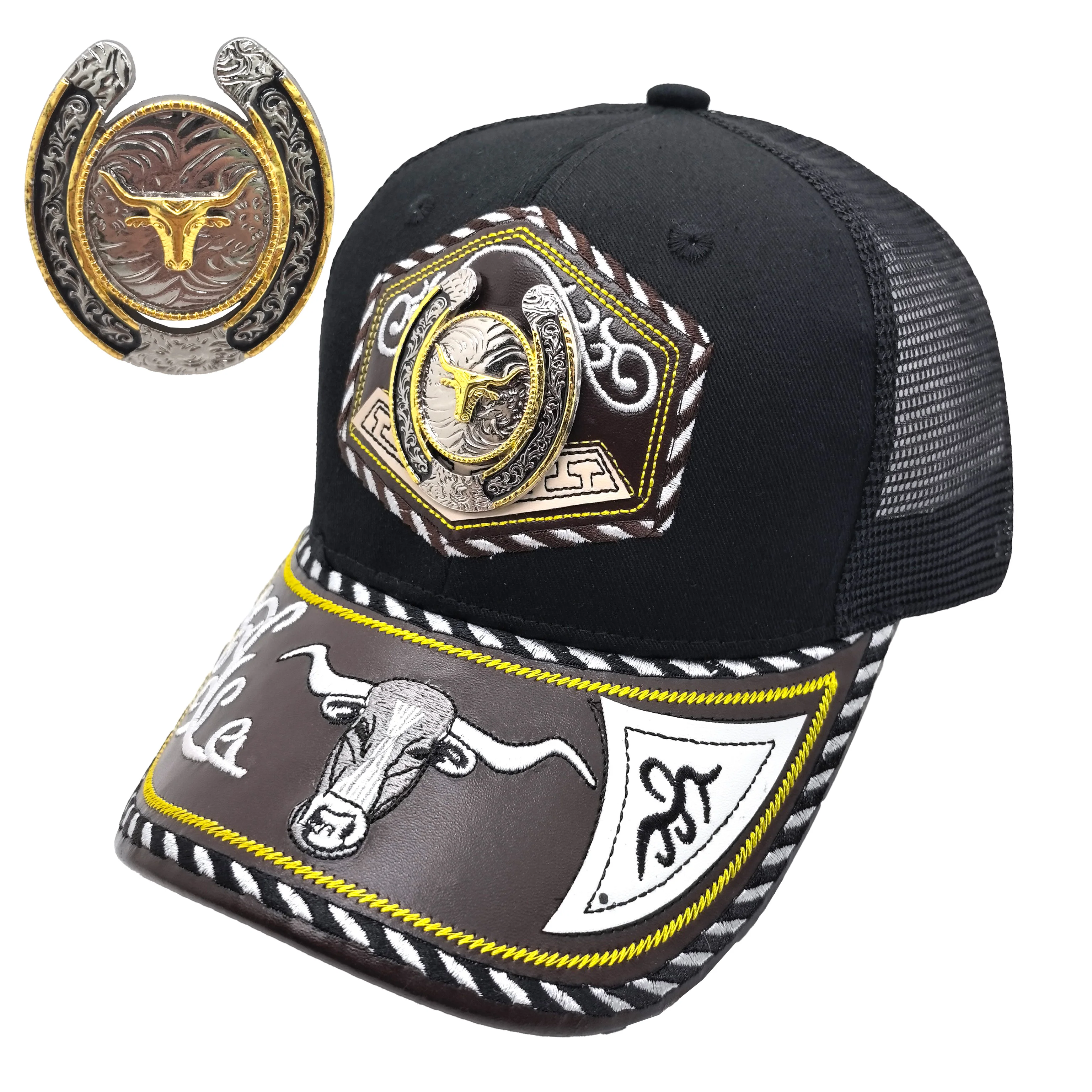 3D Horseshoe Metal Pattern Snapback Trucker Hat
